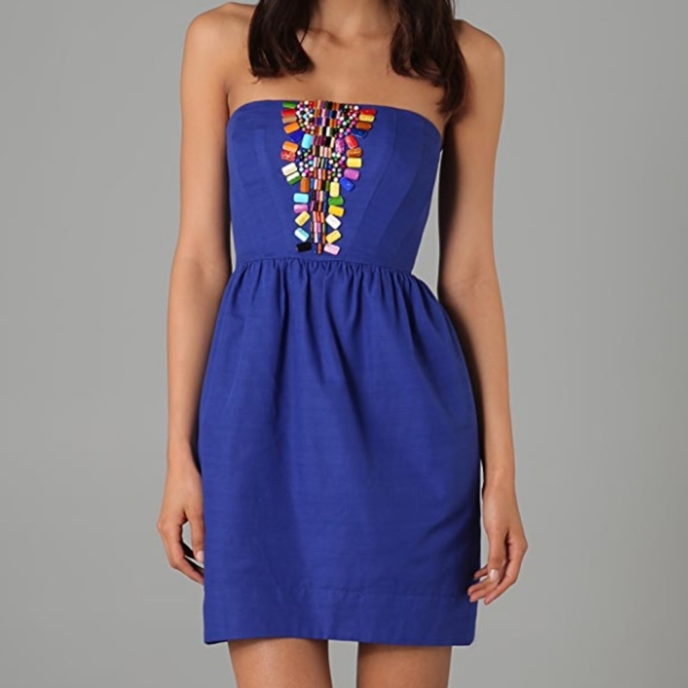 Shoshanna strapless mini beaded dress